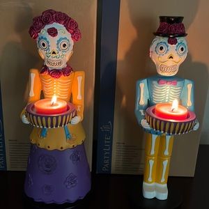 Partylite Day of the Dead Senior & Senorita Tealight Holder -Limited Edition